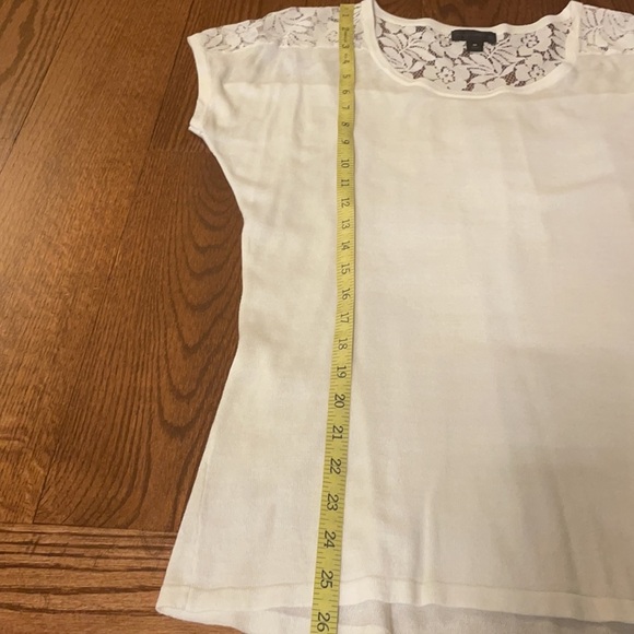 WORTHINGTON women’s WHITE soft KNIT TOP Cap sleeves scoop neck, lace back M - Picture 8 of 12